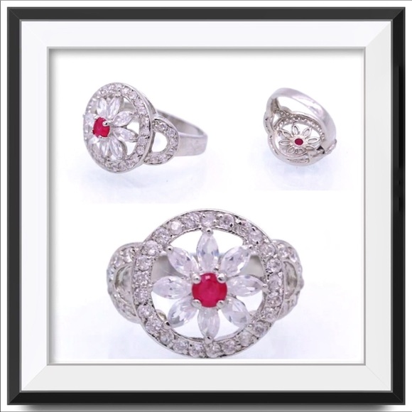 Jewelry - Silver Plated Red Ruby Fashion Ring